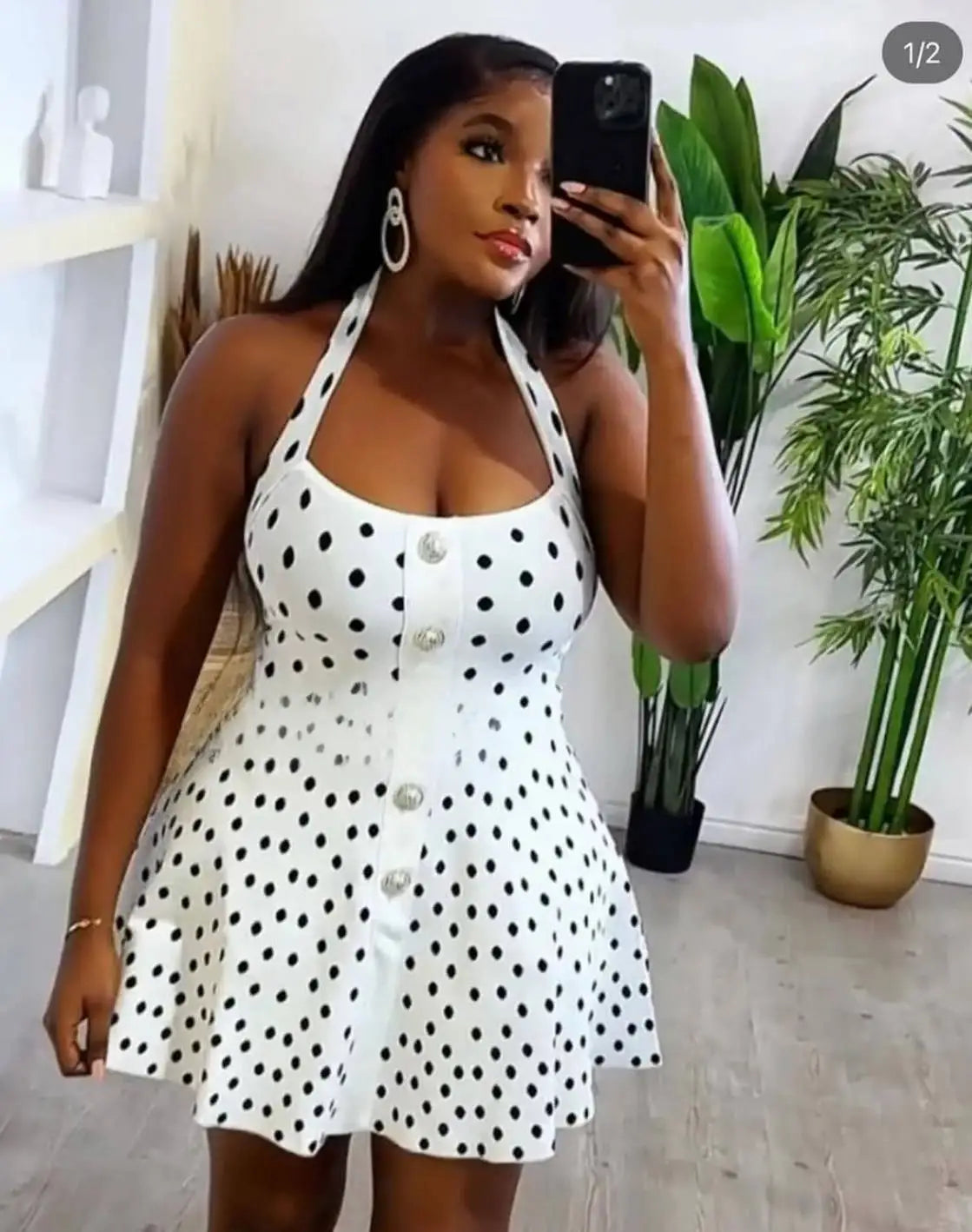 Tuularose Knit Backless Short Dress Women's High Waist Sleeveless Polka Dot Neck Dress Elegant Vintage Party Evening Dress 2025