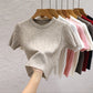 2025 Summer T shirts for Women Casual Female Korean Knit Streetwear Tees Basic Solid Young Cool Tops