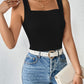Solid Square Neck Tank Top, Casual Summer Sleeveless Top, Women's Clothing