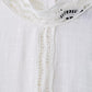 TRAFZA Women Fashion O-Neck Crocheting Details White Skirt Suit Short-sleeve Blouse+Side Zipper White Pleated Midi Se Long Skirt