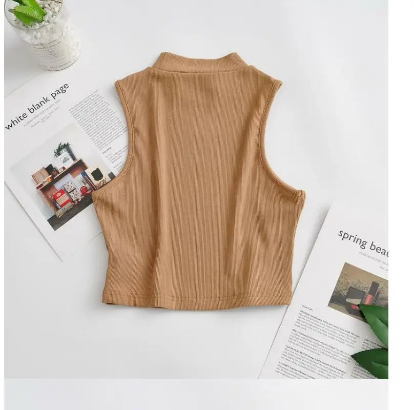 New Arrivals Yoga Fitness Camis Tanks Women Sexy Skinny Cropped Tank Tops Vintage Y2K Turtleneck Camisole Sports Tee Shirt Woman