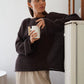 Original Fashion Hollow Out Knit Shirt Spring And Summer Women's Perspective Thin O-Neck Loose Elastic Long Sleeve Knit T-shirt