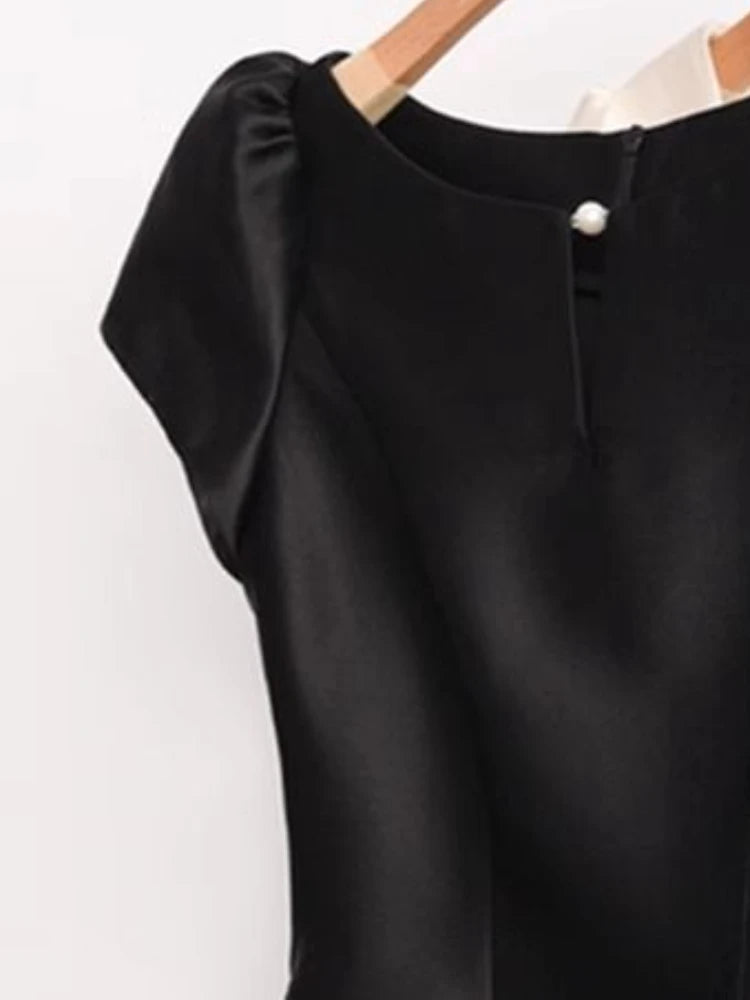 2025 Blusas Mujer De Moda Solid O Neck Shirts Women Puff Sleeve Summer Blouses Crop Tops Fashion Zipper Temperament Blouse
