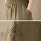 High Waist Casual Embroidery Skirts Women New Arrival 2024 Summer Vintage Style Solid Cotton Linen Female A-line Long Skirt