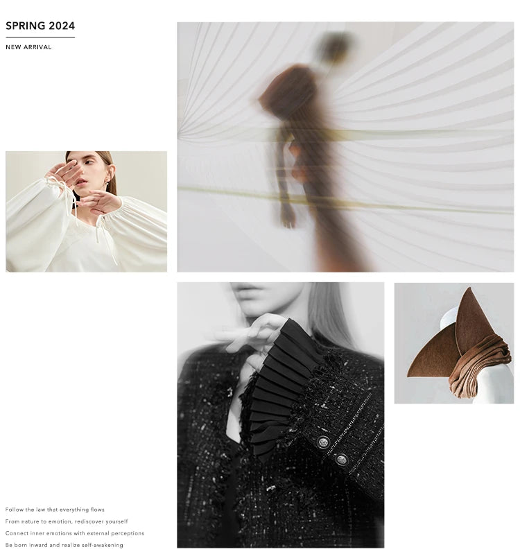 Amii Minimalism 2024 Women's Knitted Dresses Summer New V-neck Spliced Chiffon Short-sleeve Female Slim Fishtail Dress 12442152