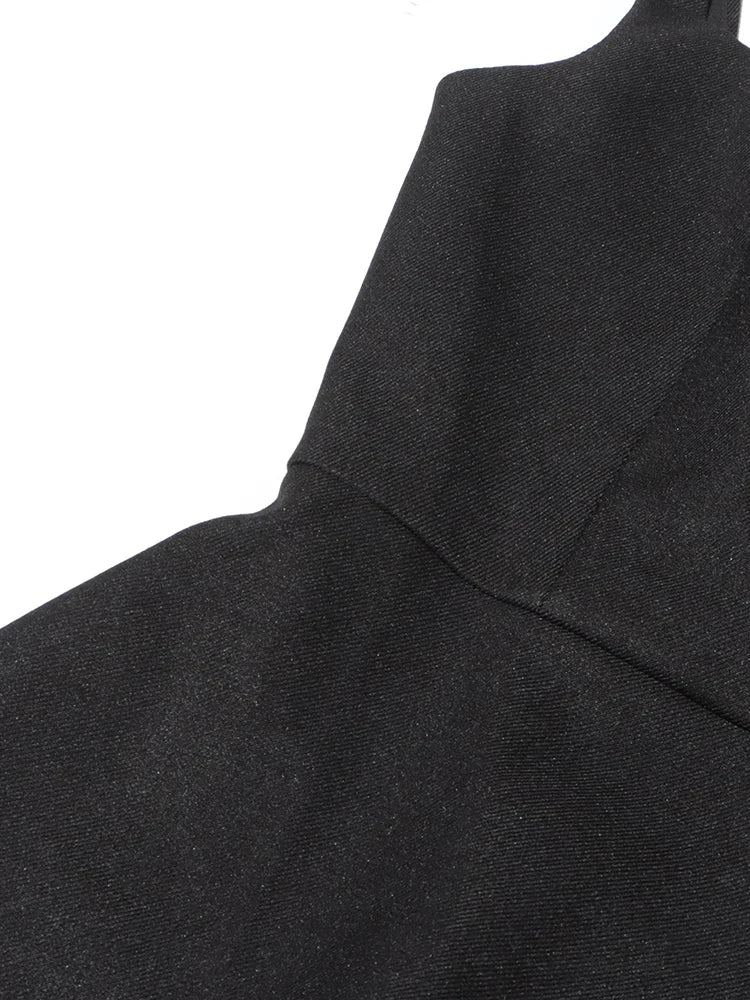 TWOTWINSTYLE Detachable Cloak Elegant Dresses For Women Square Collar Sleeveless High Waist Hit Color Split Dress Female Fashion