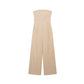 TRZA-Strapless Linen Jumpsuits for Women, Straight Neck, Back Zipper, Female Playsuits, Chic Fashion
