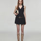 Summer Women Fashion Mini Halter Party Pleated Dress A-line Backless Black Striped V Neck Frocks Sexy Gyaru Y2k Streetwear Prom