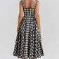 Women's French Style Long Dress with Solid/Floral/Checkered Multi Color Options Knee-Length Dress 2025 New Arrival