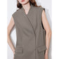 TOYOUTH Women Blazer 2025 Spring New Old Money Style Back Split Mid Length Sleeveless Elegant OL Workwear Jacket