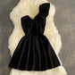 Women Black White Ruffled One Shoulder Sleeveless Mini Dress Strapless Mesh Patchwork High Waist A-line Party Dress Vestidos