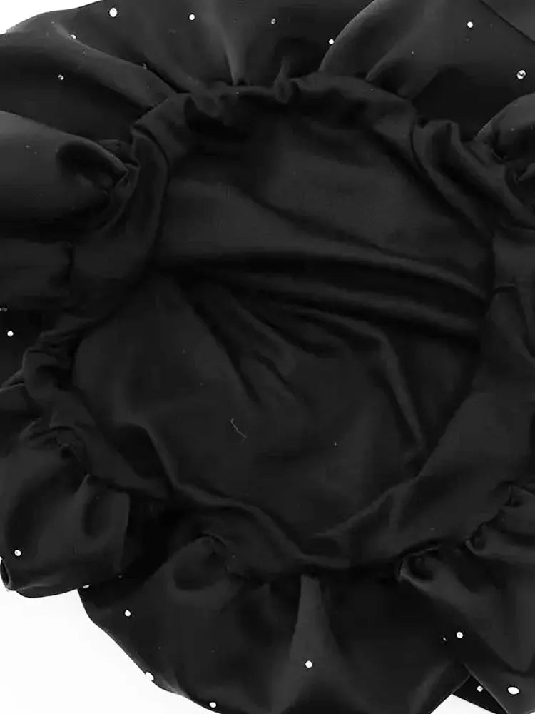TRZA-Strapless Mini Dress for Women with Rhinestones, Straight Neck, Back Zipper, Female Dresses, Sexy Fashion