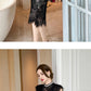 Women's French Noble Elegant Prom Dresses Black Lace Sheer Perspective Diamond High Waist Fishtail Robe Party Banquet Vestidos