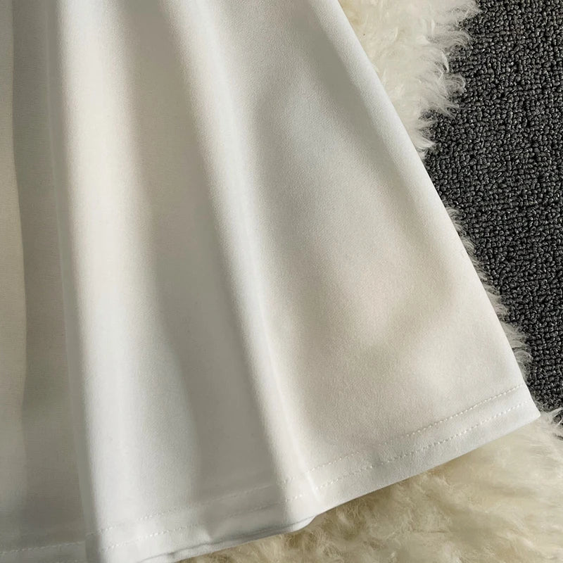 Women Black White Ruffled One Shoulder Sleeveless Mini Dress Strapless Mesh Patchwork High Waist A-line Party Dress Vestidos