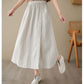 High Waist Casual Embroidery Skirts Women New Arrival 2024 Summer Vintage Style Solid Cotton Linen Female A-line Long Skirt