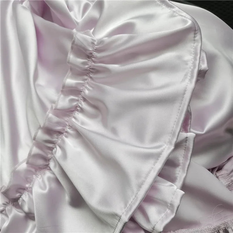 Elegant Pink Satin Women Prom Skirt Spaghetti Strap Sweetheart A-Line Tea Length Fancy Lace High Quality Female Party Gowns