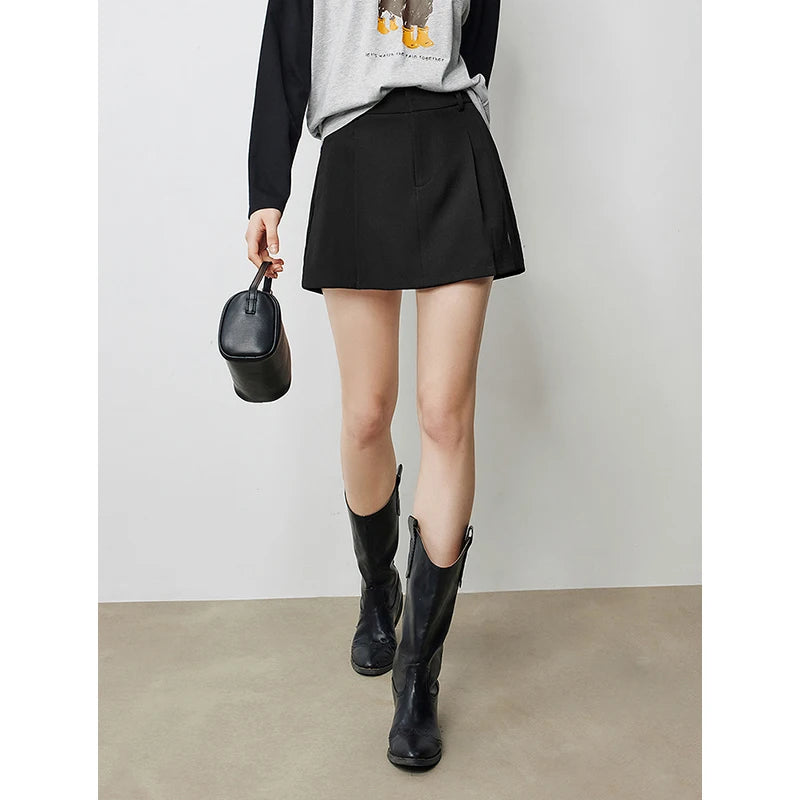 TOYOUTH Women Mini Skirt Pants 2024 Autumn New High Waisted A Line Suit Pants Skirt