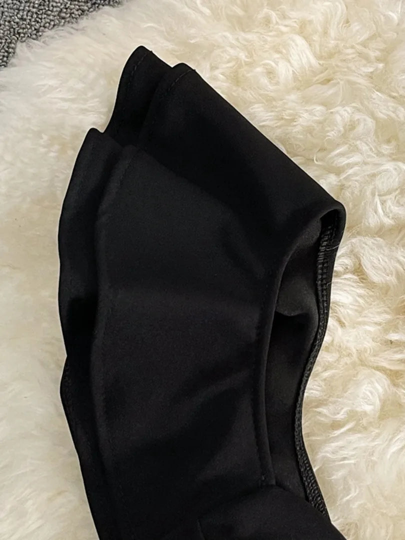 Women Black White Ruffled One Shoulder Sleeveless Mini Dress Strapless Mesh Patchwork High Waist A-line Party Dress Vestidos