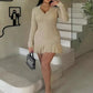 Tossy Ruffled Bow Knit Mini Dress Women's Summer Backless Contrast Cardigan Lace-Up Elegant Dress Female Knitwear Bandage Dress