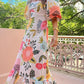 Fashion Square Collar Printed Long Dress Women Elegant Casual Short Puff Sleeved Dresses 2024 Summer Chic Female Vacation Robes