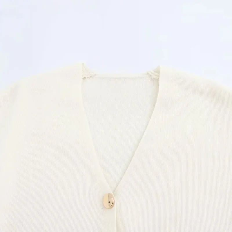 TRAF Crop Knitted Cardigan Women Autumn Short Sleeve Knit Ladies Outerwears Winter Button Bolero Cardigan Elegant Women Jackets