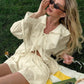 Tuularose New Casual Shorts Two-piece Set Women's Ruffled Loose Tie Top Simple Shorts Set Office Lady Summer Female Shorts Set