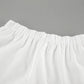 Tuularose White V-neck Shorts Set 2025 Summer Patchwork Lacing Cotton Linen Loose Women Two Piece Casual Solid Long Sleeve Suit