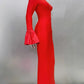 STOCK Shining Diamonds Neck Flare Sleeve Black Long Bandage Dress Elegant Woman Evening Party Dress Cocktail Party Outfit