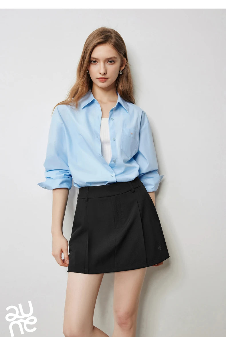TOYOUTH Women Mini Skirt Pants 2024 Autumn New High Waisted A Line Suit Pants Skirt