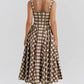 Women's French Style Long Dress with Solid/Floral/Checkered Multi Color Options Knee-Length Dress 2025 New Arrival