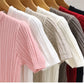 2025 Summer T shirts for Women Casual Female Korean Knit Streetwear Tees Basic Solid Young Cool Tops
