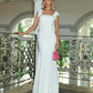 Fashionable Square Collar Butterfly Knot Shoulder Strap Slim Fit Long Dress Cross-Border Women's Spring New Arrival Gown