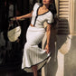 Tossy White Knit Sweater 2 Piece-Set Maxi Skirt For Women Ribbed Short Sleeve Cardigan Top And Long Skirt Sets Knitwear Outfits