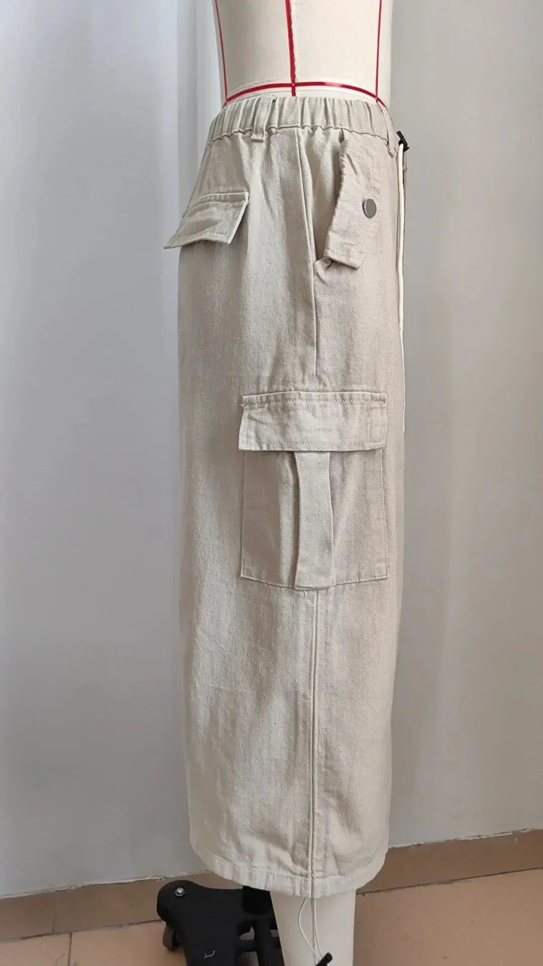 Leisure elastic waist work dress, fashionable women's mid length skirt