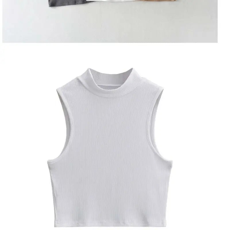 New Arrivals Yoga Fitness Camis Tanks Women Sexy Skinny Cropped Tank Tops Vintage Y2K Turtleneck Camisole Sports Tee Shirt Woman
