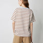TOYOUTH Women Striped Short Sleeved T-shirt 2024 Summer New Academy Style Round Neck Top