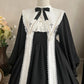 Contract Color Lolita Dress for Women Gothic Style Dark Girl Japanese Retro Op Dress Autumn and Winter Long Sleeve Black Dress