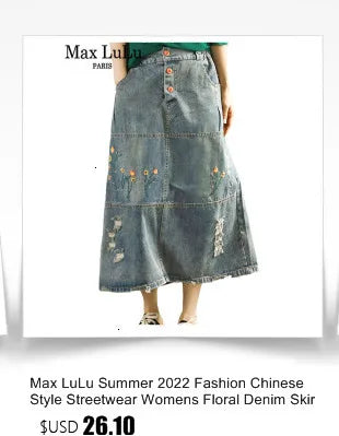 Max LuLu Japan Style Summer Streetwear Fashion Women Khaki A-Line Skirts Ladies Elastic Casual Long Skirt Girls Vintage Clothes