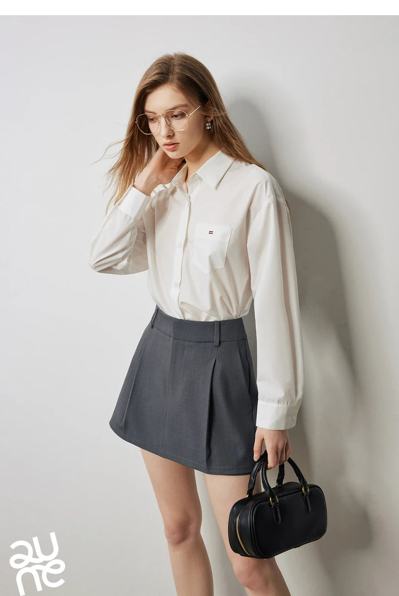 TOYOUTH Women Mini Skirt Pants 2024 Autumn New High Waisted A Line Suit Pants Skirt