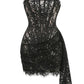 Talenza Women's Sexy Lace Dress Solid Color Sheer Patchwork High Waist Lace Dress Elegant Printed Strapless Slim Evening Dress