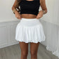 hirigin Women Pleated Bubble Mini Skirt Y2k Ruffle Hem Elastic Waist Puffy Short Skirt Tee Girls Cute Aline Balloon Skirt