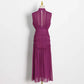 TWOTWINSTYLE Vintage Ruched Dress For Women Stand Collar Sleeveless High Waist Chiffon Midi Dresses Female 2022 Fashion New