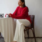 Original Fashion Hollow Out Knit Shirt Spring And Summer Women's Perspective Thin O-Neck Loose Elastic Long Sleeve Knit T-shirt