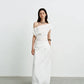 Elegant High-Waisted A- Line Skirt For Women Summer Commuting Long Dress Textile Song WhiteDrapedSideSlitLongDress