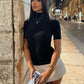 TARUXY Contrast Color Slim Mini Dress Female High Waist Splice Sexy Party Dress Half Turtleneck Women's Elegant 2024 Autumn New