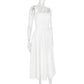 Corset Detail Spaghetti Strap Knotted Long Dress Women Frenchy Flowy Dress White Women Dress Dress Summer Beach Female
