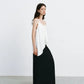 Elegant High-Waisted A- Line Skirt For Women Summer Commuting Long Dress Textile Song WhiteDrapedSideSlitLongDress