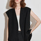 TOYOUTH Women Blazer 2025 Spring New Old Money Style Back Split Mid Length Sleeveless Elegant OL Workwear Jacket
