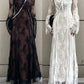 2024 Spring Vintage Lace Dress Women Casual Even Party Dress Korean Fashion Clothing Outwear Slim Bodycon Black Dress Female Y2k
