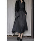 UMI MAO Chinese Style Dress Elegant Stand Up Neck Flare Sleeves Wrap Waist Show Slim Mid Length Black Drop Zen Dresses Women's